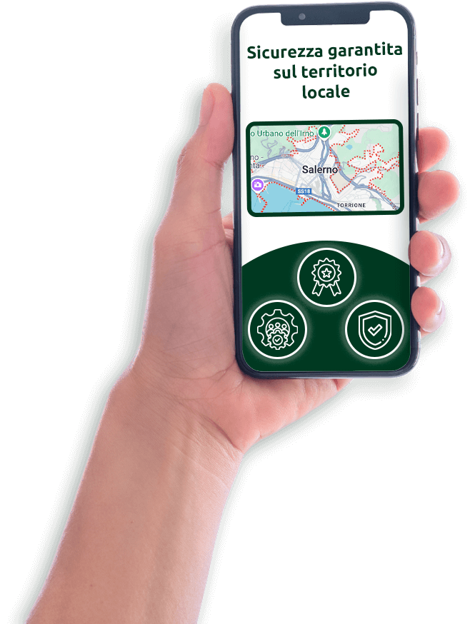 mockup telefono con mappa salerno